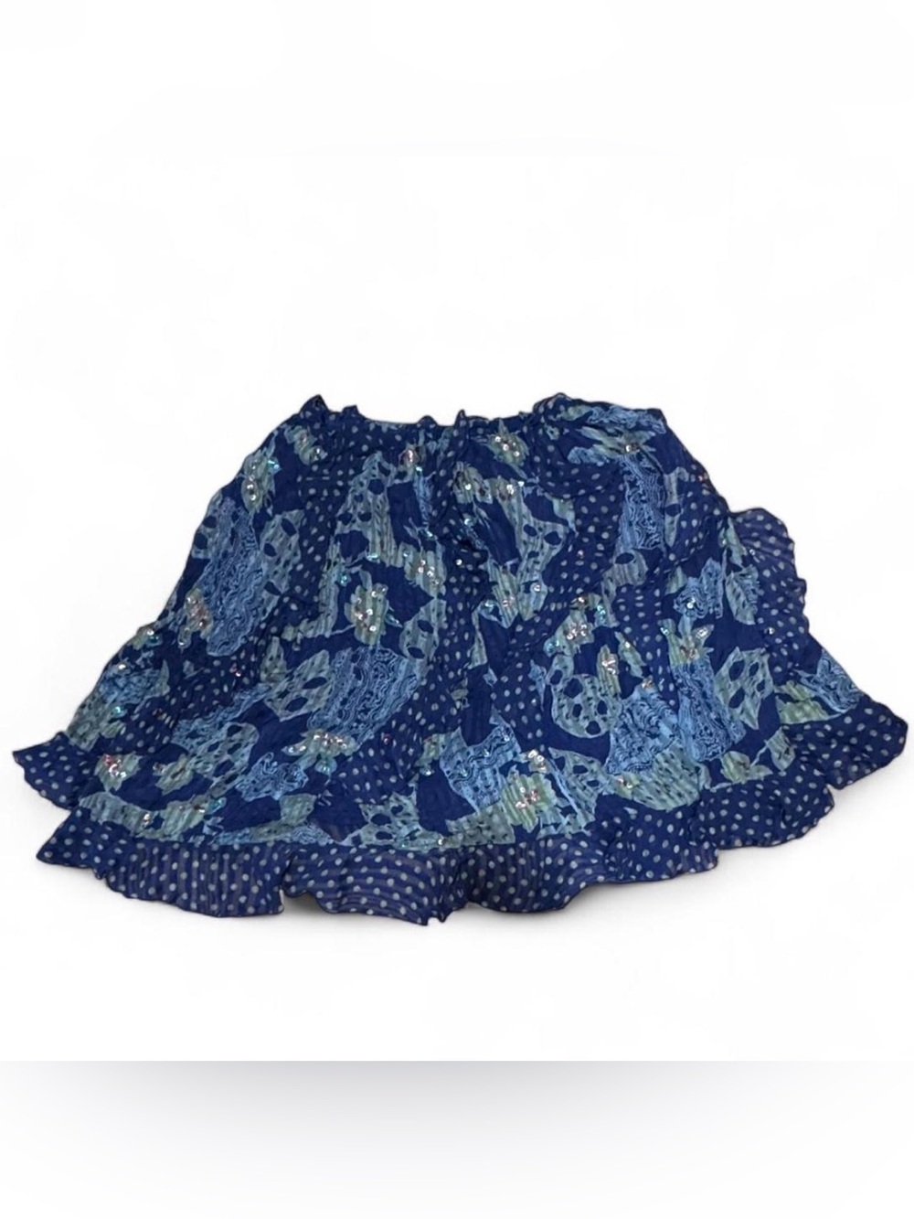 American Retro Paris Y2K Fairycore Sequin Ruffle Skirt FR 38 US Small